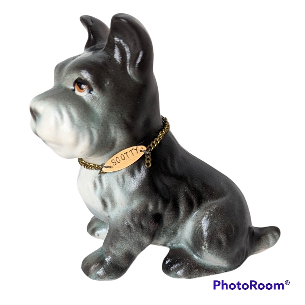 Vintage Tilso Hand Painted Scottie Dog Scottish Terrier Ceramic Made In Japan